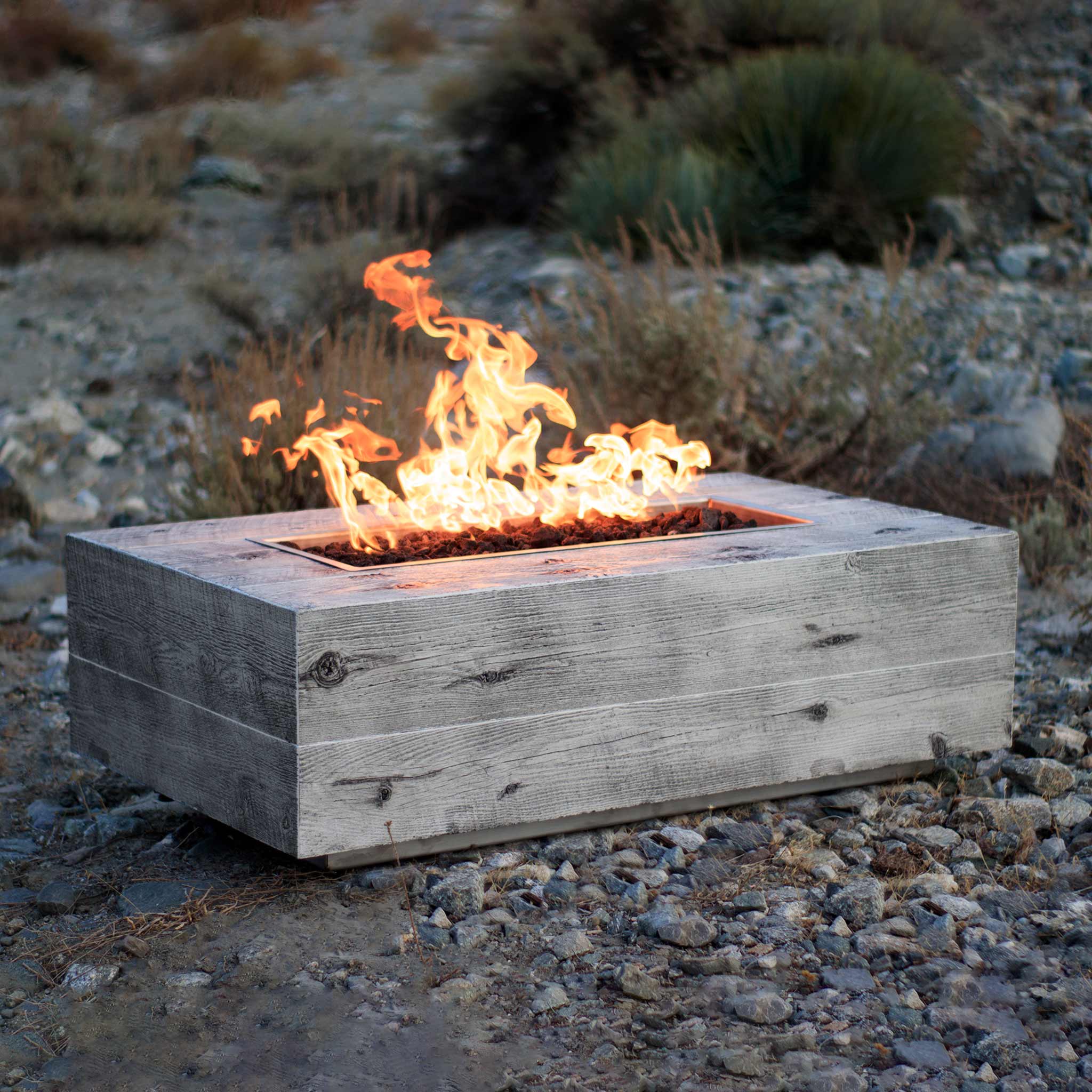 The Outdoor Plus 60" Coronado Wood Grain Concrete Gas Fire Pit